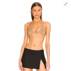 Camila Coelho Gold Metallic Chain Laney Bralette